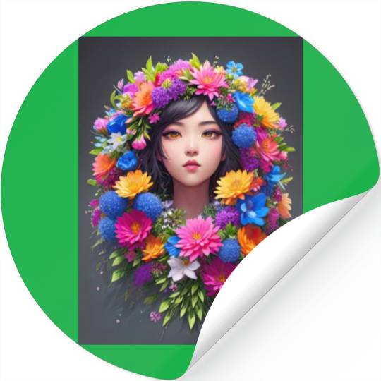 Spring Girl with a bouqet of flowers garland #14 Stickers