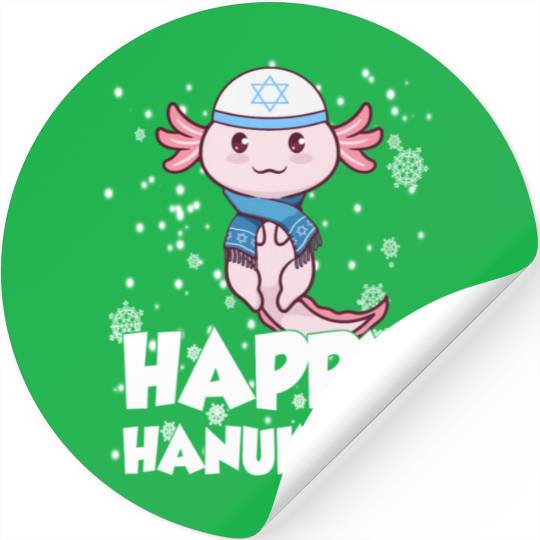 Happy Hanukkah Axolotl Kawaii Cute Axolotl Lover Stickers