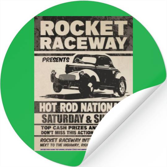 Vintage Hot Rod Classic Drag Racing Poster Stickers
