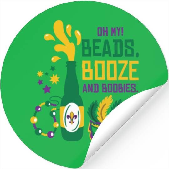 Mardi Gras Carnival Mask Beer Beads Boobies Stickers