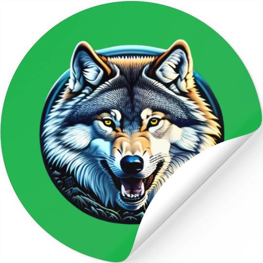 A fierce wolf howling at the moon Stickers
