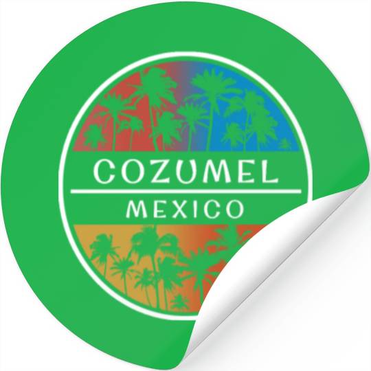 Cozumel Mexico Stylish Vacation Souvenir Palm Tree Stickers