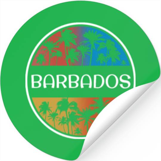 Barbados Stylish Vacation Souvenir Palm Tree Stickers