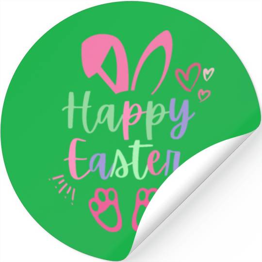 Happy Easter Cute Bunny Rabbit Face Funny Easter W Stickers