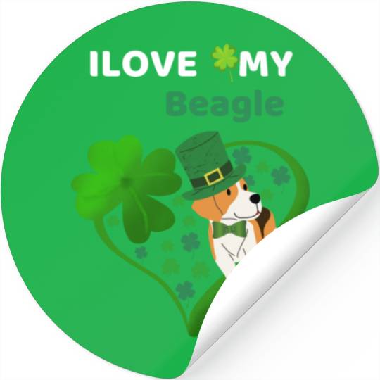 Irish Shamrock St Patrick's Day Beagle Cool Stickers