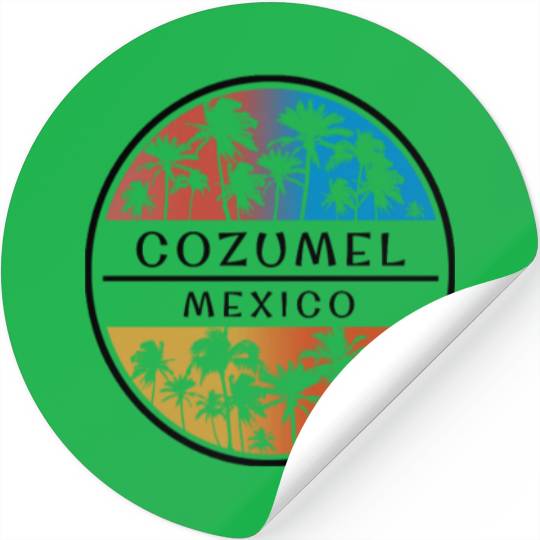 Cozumel Mexico Palm Tree Stylish Vacation Souvenir Stickers