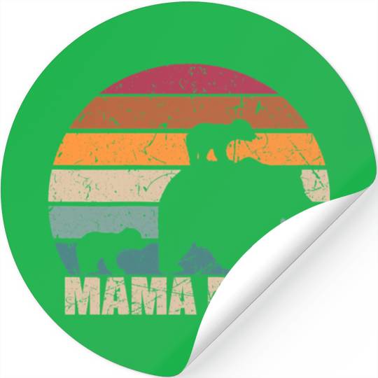 Retro Mama Bear of Twins Mother's Day Stickers