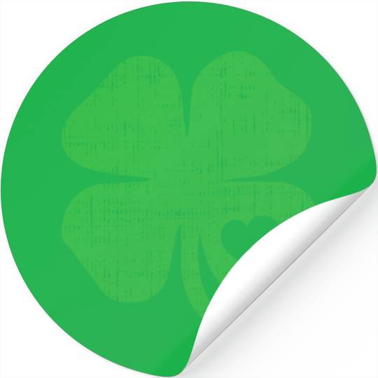 Green Four Leaf Clover Heart - St Patricks Day4 le Stickers