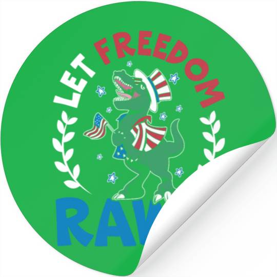 Let Freedom Rawr Dinosaur America USA 4th Of July Stickers