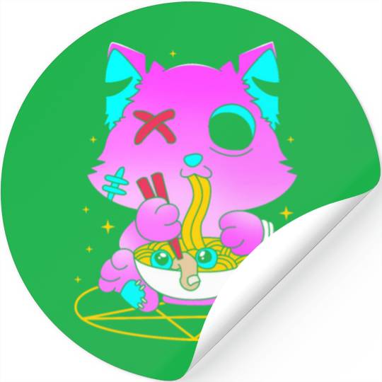 Pastel Goth Ramen Cat Kawaii Anime Japanese Stickers