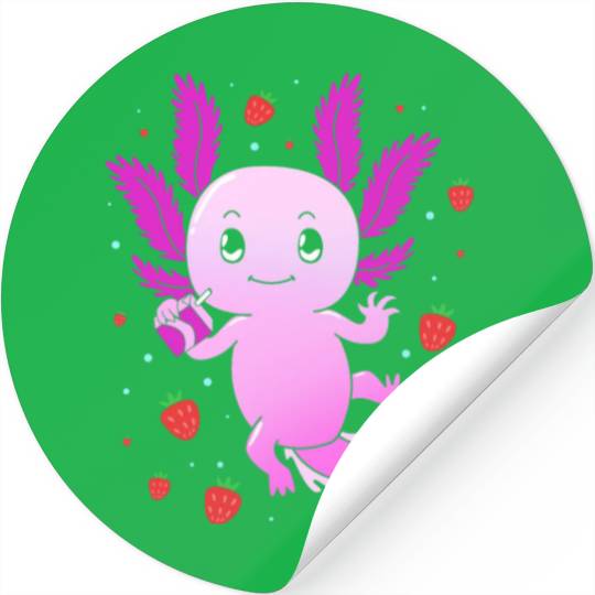 Pastel Gothic Aesthetic Axolotl Strawberry Milk Stickers