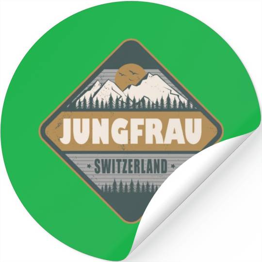Jungfrau Switzerland Vintage Hiking Design Stickers