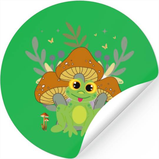 Cute kawaii happy frog Cottagecore Aesthetic Stickers