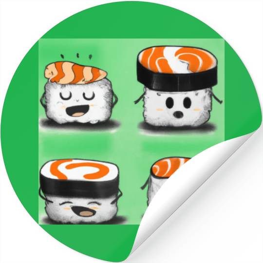Happy Cheerful Sushi I Love Sushi Design Stickers
