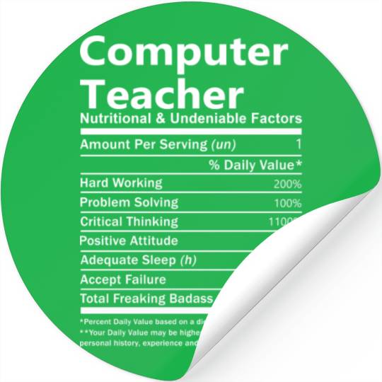 Computer Teacher Stickers - Nutritional And Undenia