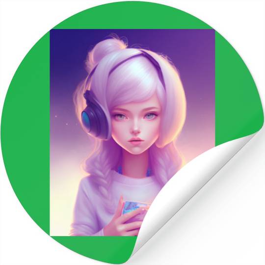1# young girl gamer. Stickers