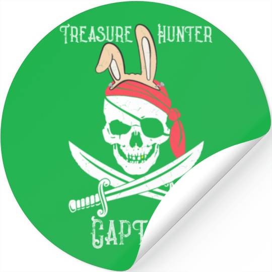 Jolly Roger Pirate Easter Bunny Treasure Hunter Stickers
