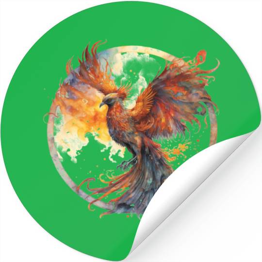 Fire Phoenix Watercolor Clipart Stickers