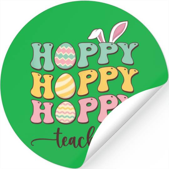 Easter Teacher Bunny Happy Easter Egg Retro Girl Stickers