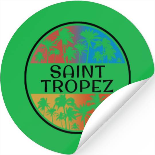 Saint Tropez Palm Tree Stylish Vacation Souvenir Stickers