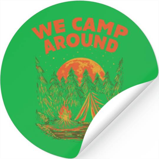We Camp Around Summer Camping Tropical Camper Hiki Stickers