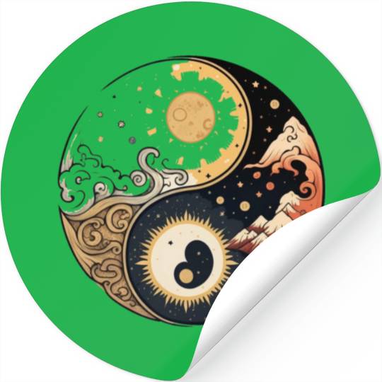 Sun and moon yin yang Stickers