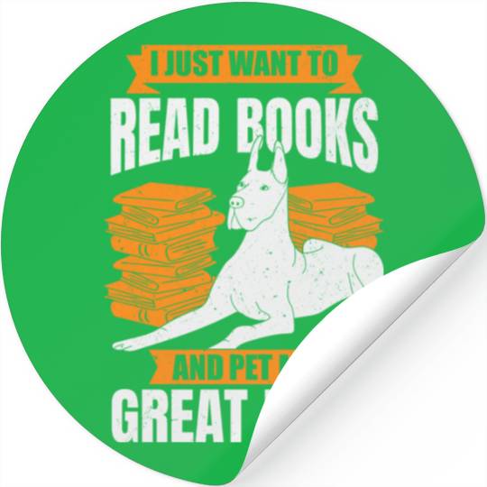 Great Dane German Mastiff Dog Reading Lover Stickers