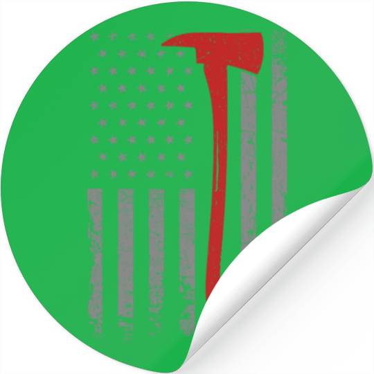 Wildland Firefighter Axe American Flag Thin Red Li Stickers
