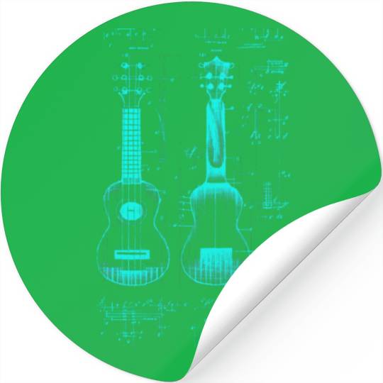 Ukulele Leonardo Da Vinci Sketch Blueprint Stickers