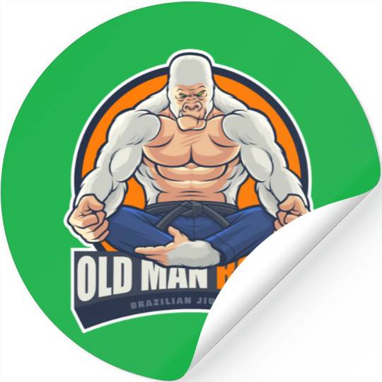 Old Man Rolls Gorilla Jiu Jitsu Fighter Stickers
