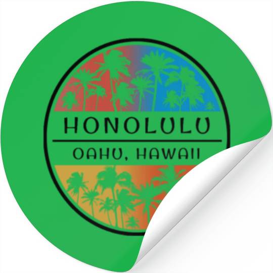 Honolulu Oahu Hawaii Hawaiian Islands Palm Tree Stickers