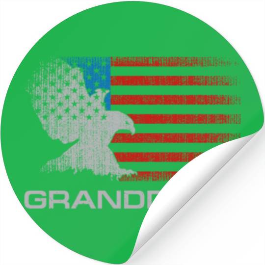 Granddady US American Flag From Grandchildren For Stickers