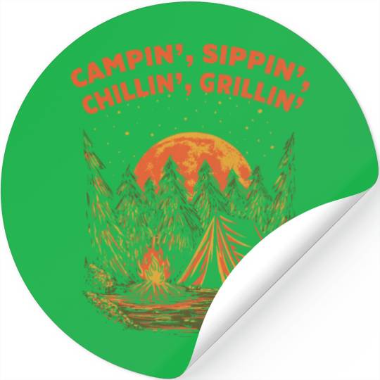 Campin Chillin Grillin Camping Food Camper Foodie Stickers