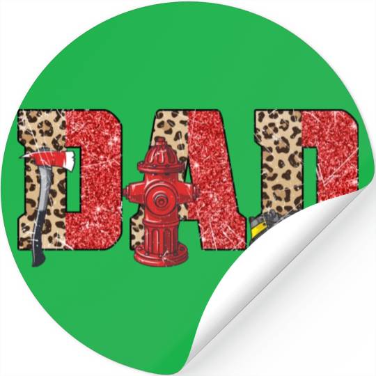 Firefighter Dad Leopard Stickers