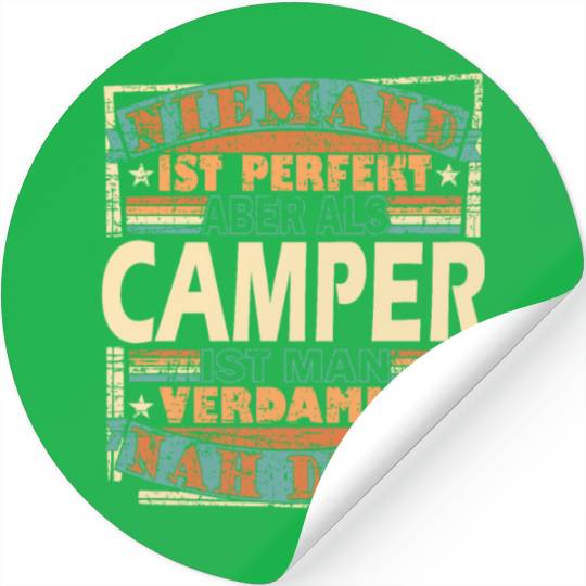 Camping Held Camper Zelten Grillen Natur Stickers
