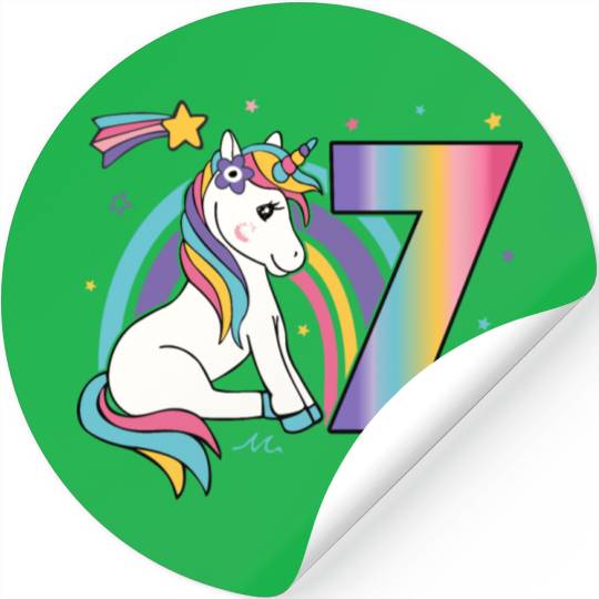 7th birthday Girls Unicorn Stickers