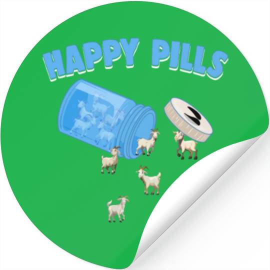 Happy Pills Farm Animal Funny Goat Lovers Humor Stickers