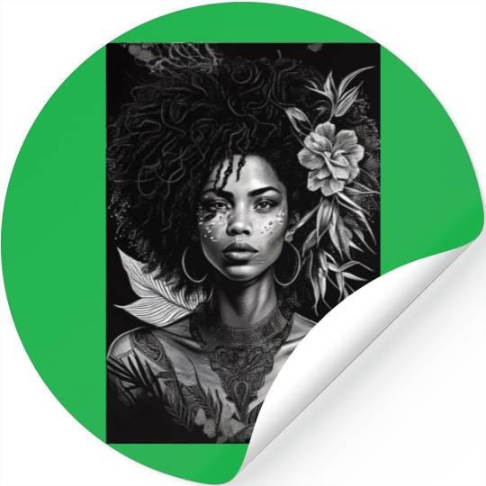 Black-and-White Afrocentric Art Stickers