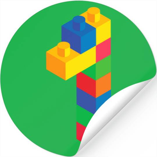 Cute Block Building 1st Birthday Gift 1 Year Old Stickers