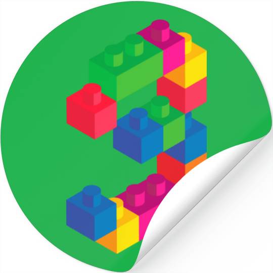 Cute Block Building 3rd Birthday Gift 3 Year Old Stickers