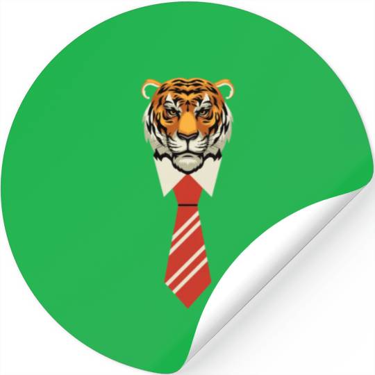 Orange Red Beige Colorful Tiger With Tie Stickers
