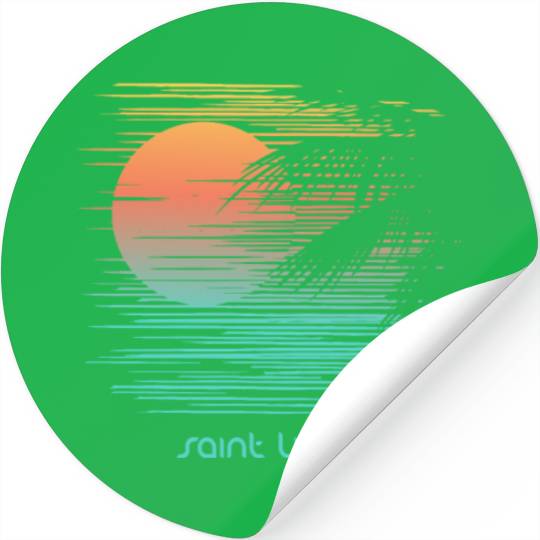 Artistic Saint Lucia Palm Tree Vacation Souvenir Stickers