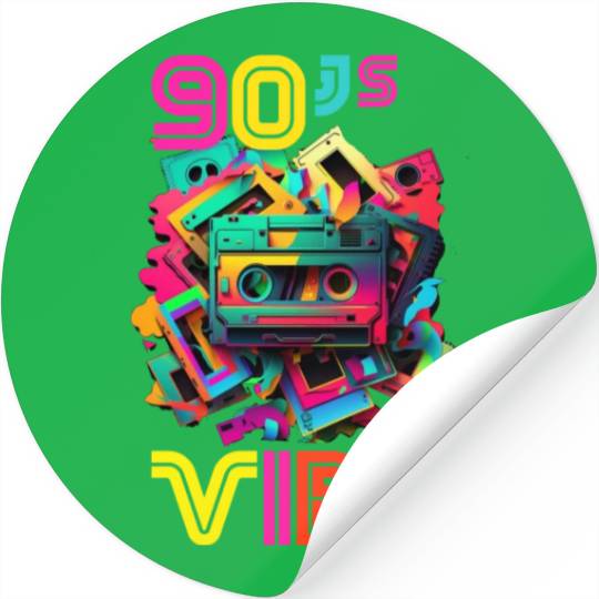 90s Vibe - I Love The 90s - Retro 90s Neon Stickers