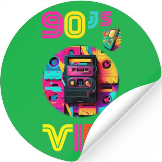 90s Vibe - I Love The 90s - Retro 90s Neon Stickers