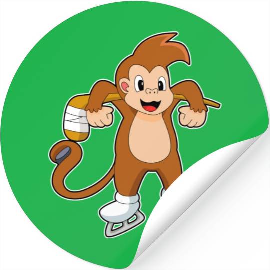 Monkey Ice Hockey Ice Hockey Stick Stickers