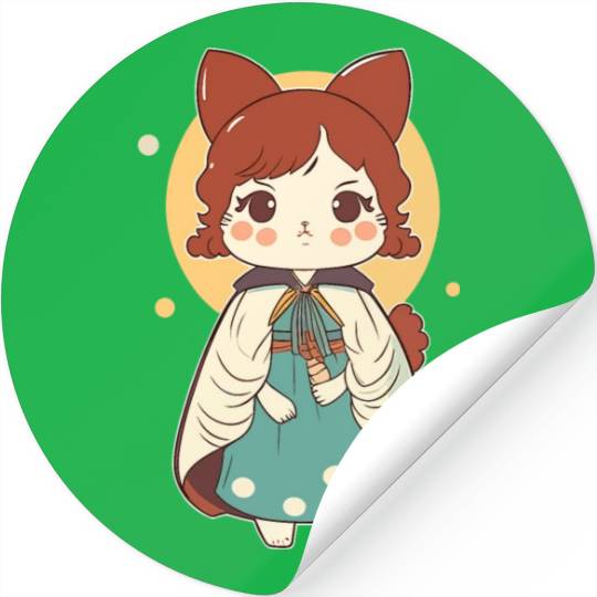Cat Art Japanese Cat Girl Stickers