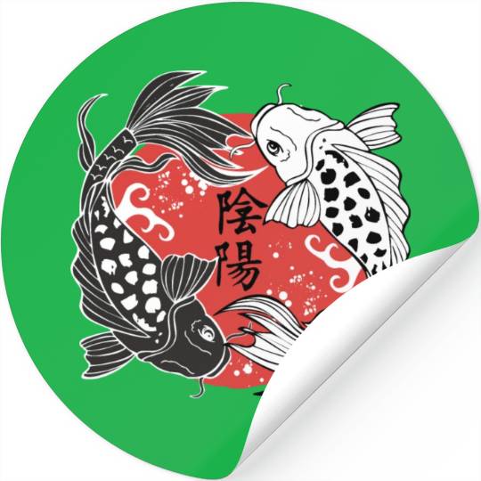 Koi Fish Yin and Yang Koi Fish Lover Gift Stickers