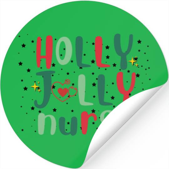 HOLLY JOLLY NURSE 3 Stickers