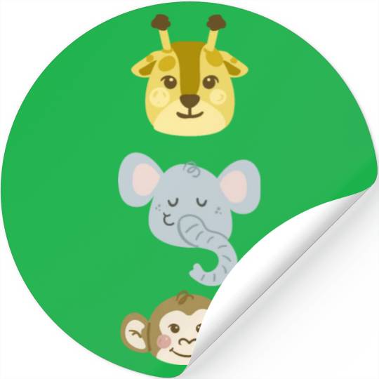 Giraffe, Elephant, Monkey Stickers