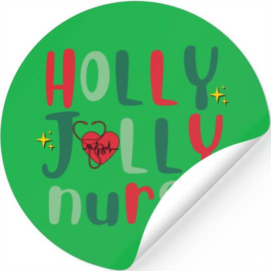 HOLLY JOLLY NURSE6 Stickers